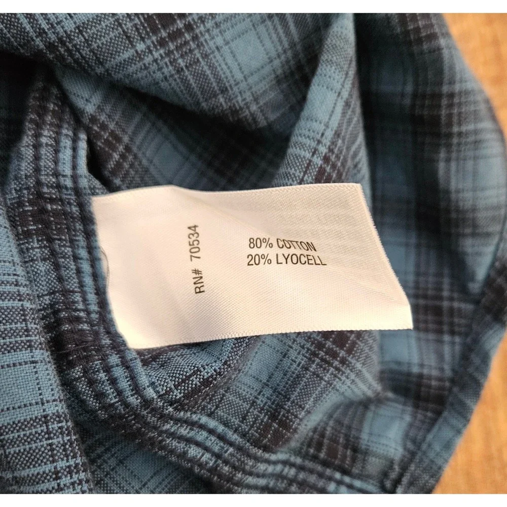 The Orvis Co Shirt Mens XXL Steel Blue & Black Plaid Long Sleeve Casual